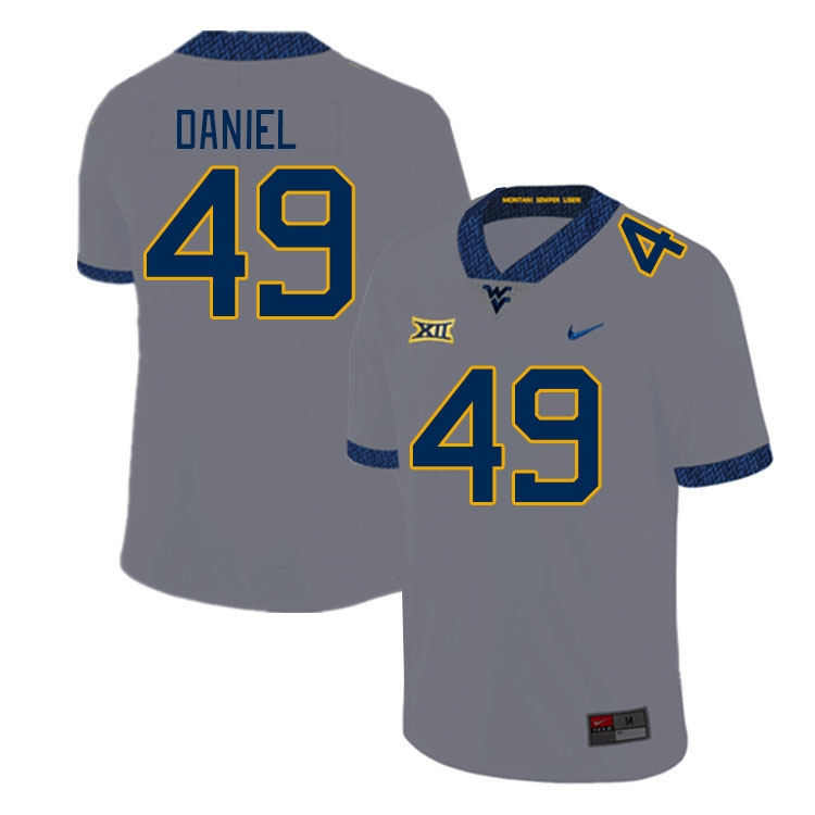 Men #49 Zyir Daniel West Virginia Mountaineers College Football Jerseys Stitched Sale-Grey